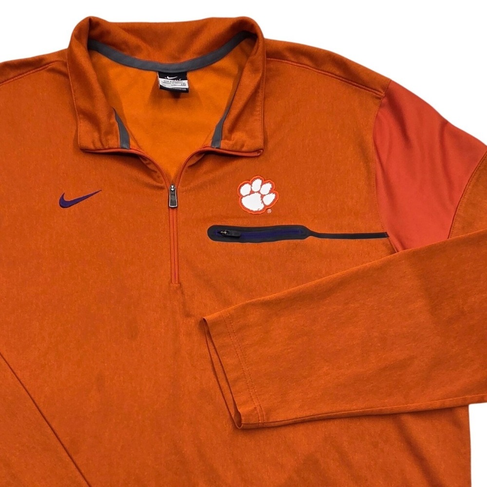 Nike NCAA Clemson Tigers Coaches Sideline 1/4-Zip Pullover Orange Mens XXL